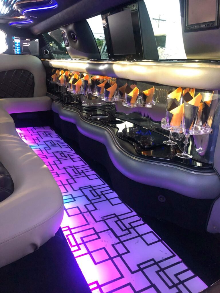 Inside the 10 passenger limo